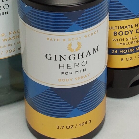 BATH & BODY WORKS 'GINGHAM HERO' 3-PIECE GIFT SET BODY WASH, LOTION & SPRAY MIS - Picture 11 of 16